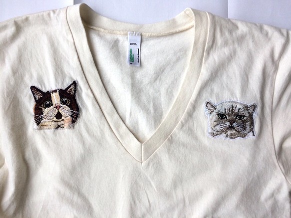 リアル猫ちゃん刺繍Tシャツ