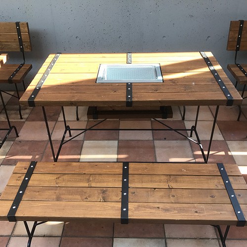 バーベキューテーブルフルセット （テーブル×1、ベンチ大×２、ベンチ小