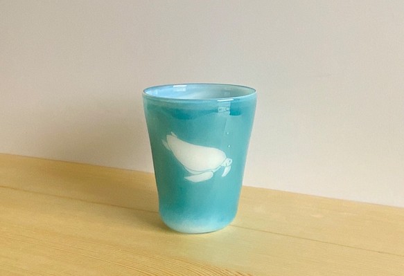 海cup ウミガメ　あさぎいろ　グラス　ビアグラス 1枚目の画像
