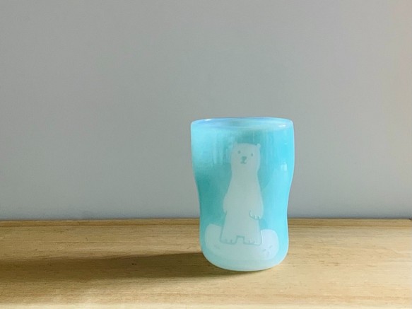 海cup シロクマ　グレイシャーブルー　グラス 1枚目の画像