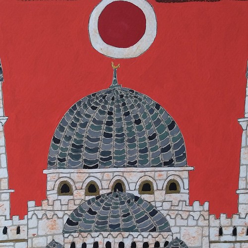 保証商品 奥村ユズル　水彩画原画　イスタンブールのモスク 絵画/タペストリ