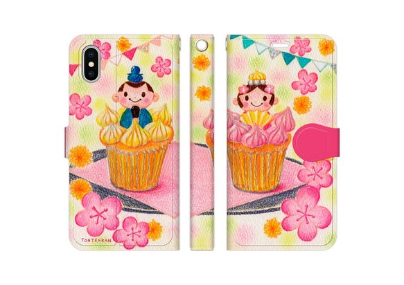 ひな祭りカップケーキ iPhone手帳型ケースno.139 1枚目の画像