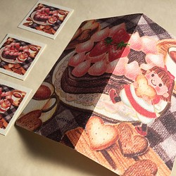 ハートのチョコケーキ ２つ折りカードno.112 1枚目の画像