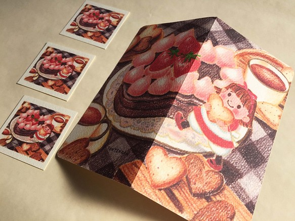 ハートのチョコケーキ ２つ折りカードno.112 1枚目の画像
