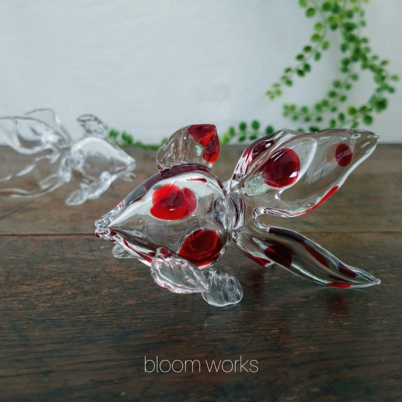 ◇受注制作◇ ガラスの金魚 ＊ 赤 立体・オブジェ bloom works 通販