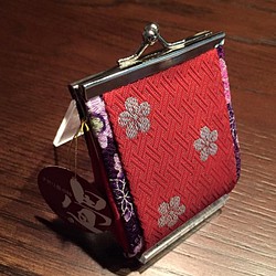 畳縁miniガマグチＡ～梅の花・赤 1枚目の画像