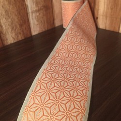 オリジナル畳縁「たたみへり」　麻の葉模様・オレンジ 4m 1枚目の画像