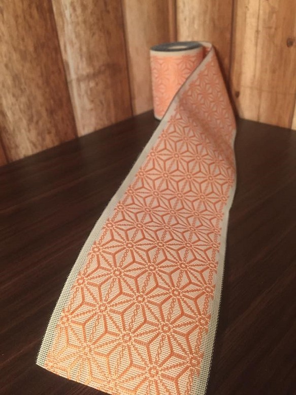 オリジナル畳縁「たたみへり」　麻の葉模様・オレンジ 4m 1枚目の画像