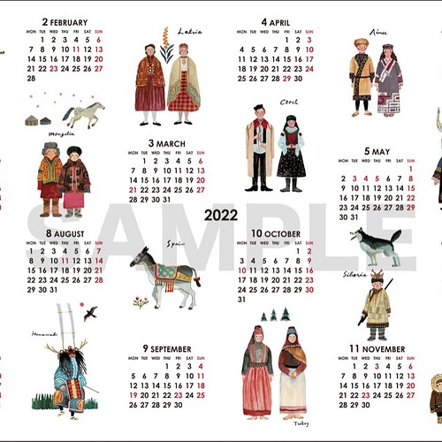 22ポスターカレンダー A3 世界の民族衣装 カレンダー Nanako 通販 Creema クリーマ ハンドメイド 手作り クラフト作品の販売サイト