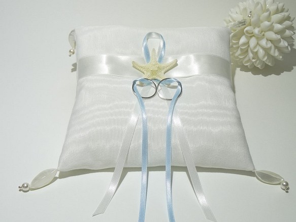 Summer wedding ceremony Ring pillow  Starfish＆Garlic mouse 1枚目の画像