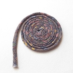 古布コード５mm　絹ひも　茶色（マルチカラープリント）１m 1枚目の画像