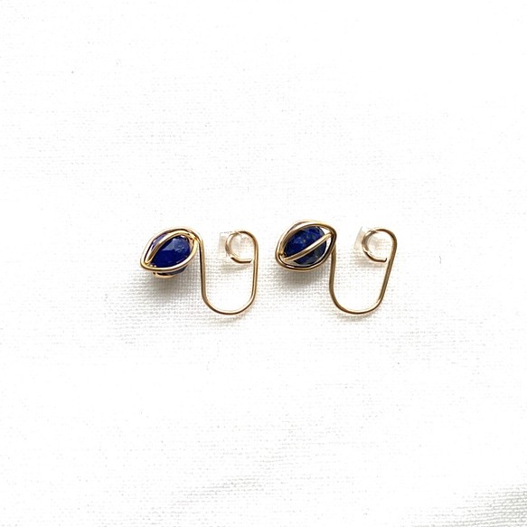 Lapis lazuli earrings/ear clips ラピスラズリイヤリング/イヤークリップ 14kgf 1枚目の画像