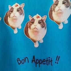 【ラスト１】イチゴクリームねこちゃんのハート型Tシャツ　Bon Appétit !（召し上がれ♪） 1枚目の画像