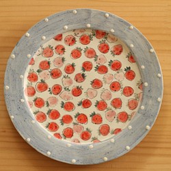 紅色和粉紅色的草莓菜25厘米直徑Konabiki藍色化妝品Dottorimu。 第1張的照片