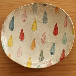 ※Creema限定　粉引きカラフルドロップのオーバル皿。 1枚目の画像