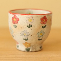 熱水碗powder粉的小花五顏六色的小花。 第1張的照片