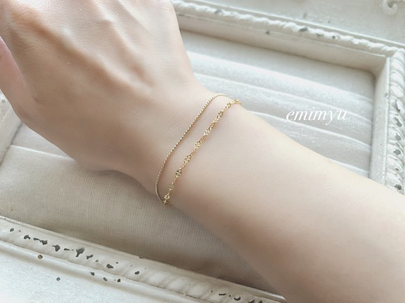 Double Chain Gold Pure Bracelet ブレスレット emimyu 通販｜Creema(クリーマ)