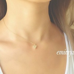 数量限定販売！Triangle Zirconia Gold Necklace 1枚目の画像