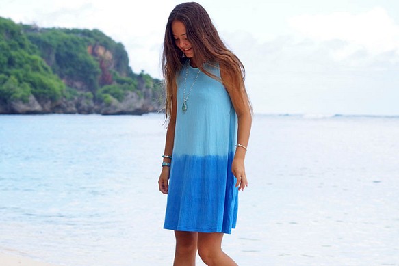 海洋色階無袖連衣裙&lt;藍色&gt; 第1張的照片