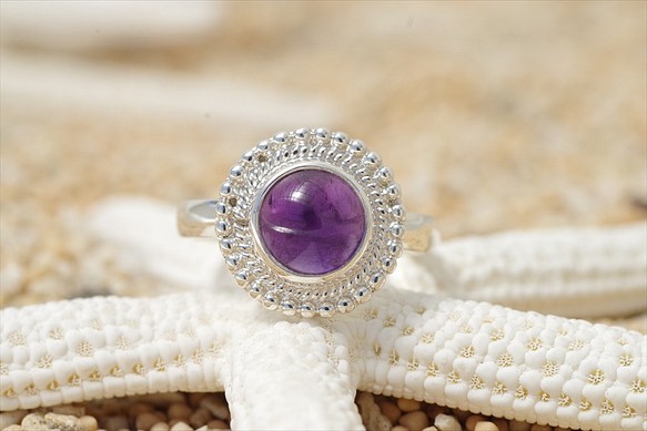 紫水晶銀戒指 第1張的照片