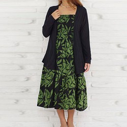 蠟染葉紋層疊連衣裙&lt;綠色&gt; 第1張的照片