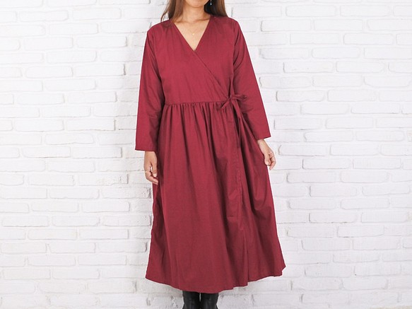 秋天的cache-coeur連衣裙&lt;酒紅色&gt; 第1張的照片