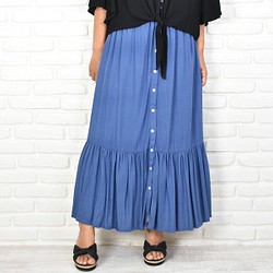 [Creema特色產品]夏季新商品！層狀長裙&lt;藍色&gt; 第1張的照片