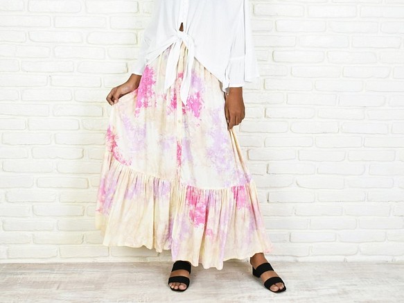 Mura Dyeed分層裙&lt;粉紅霜&gt; 第1張的照片