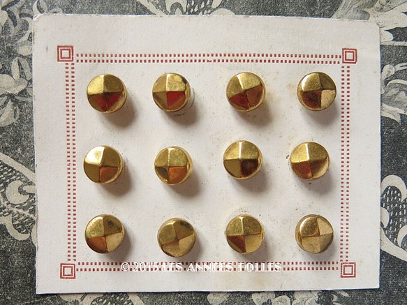 アンティーク ゴールドのカット入りボタン 12ピース[AM3088] C00008 1枚目の画像