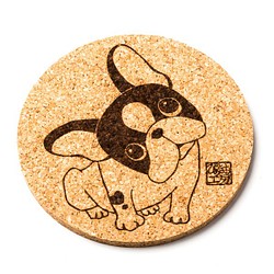 フレンチブルドッグ（パイド） 犬 グッズ コースター 雑貨 プレゼント かわいい カワイイ おしゃれ イラスト 1枚目の画像