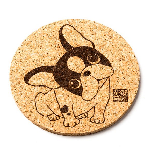 フレンチブルドッグ（パイド） 犬 グッズ コースター 雑貨 プレゼント かわいい カワイイ おしゃれ イラスト 1枚目の画像
