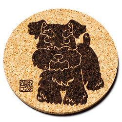 シュナウザー（黒） 犬 グッズ コースター 雑貨 プレゼント ギフト かわいい カワイイ おしゃれ イラスト 1枚目の画像
