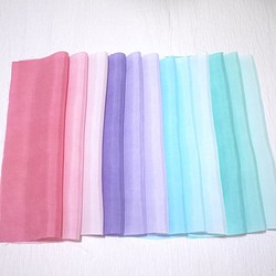 (I-01) 純絲 habutae 雙層襯裡（和服襯裡） 手染襯裡 12 件 去皮套裝 粉色/紫色/淺藍色/綠色 漸變旋鈕 第1張的照片