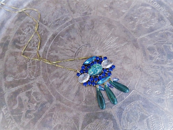 ヴィンテージビジューネックレス ブルー vintage necklace blue