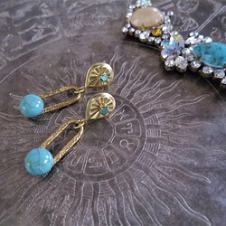 ターコイズピアス vintage earrings turquoise <PE-tqch> 1枚目の画像