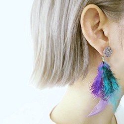 フェザーピアス 2ウェイ vintage btn earrings 2way <PE3-0420> 1枚目の画像