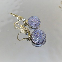 ヴィンテージガラスボタン ピアス vintage btn earrings <PE6-0420> 1枚目の画像