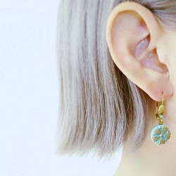 ヴィンテージガラスボタン ピアス vintage btn earrings <PE8-0420> 1枚目の画像
