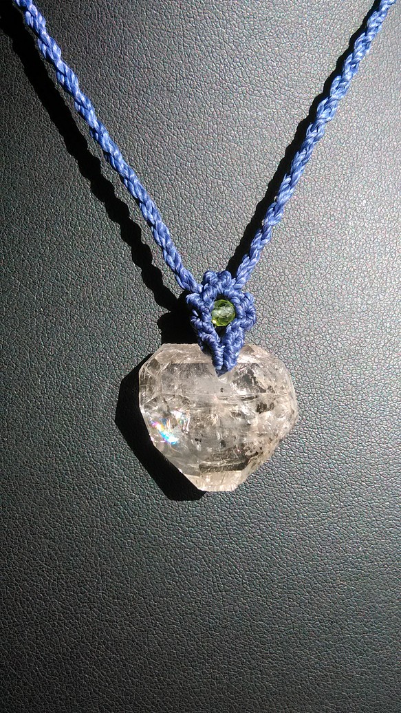 大師水晶天然石花邊吊墜（雙點，表格，彩虹）[PEN-474] 第1張的照片