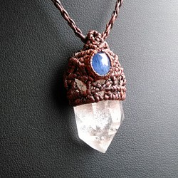 [珍珠貝蒂]天然水晶和藍寶石水晶花邊吊墜[PEN-639] 第1張的照片