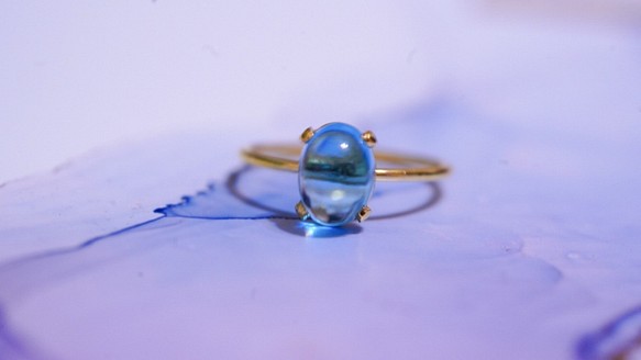 [11月誕生石]瑞士藍色托帕石橢圓形S戒指 第1張的照片