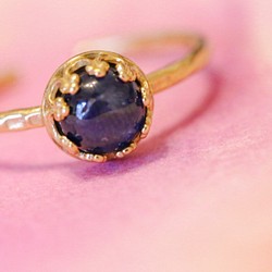 【九月誕生石】藍色藍寶石滿月戒指 第1張的照片