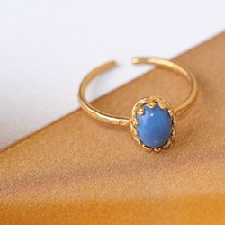 [十月誕生石]藍色蛋白石橢圓形戒指 第1張的照片