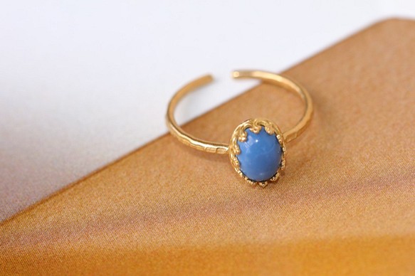 [十月誕生石]藍色蛋白石橢圓形戒指 第1張的照片