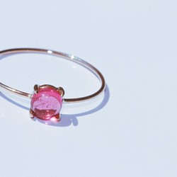 [十月誕生石]粉紅碧璽10K圓形4枚戒指 第1張的照片