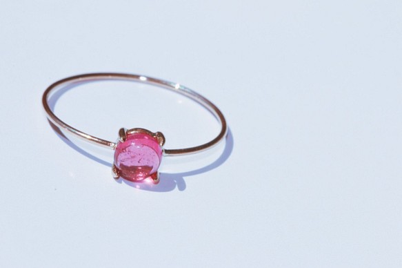 [十月誕生石]粉紅碧璽10K圓形4枚戒指 第1張的照片