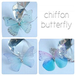 ~chiffon butterfly~羽ばたく蝶々 シフォン ピアス イヤリング シルバー925 14kgf 1枚目の画像