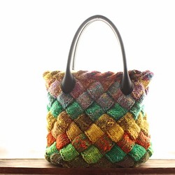 バスケット編みのトートバッグ「ひまわり畑」 1枚目の画像