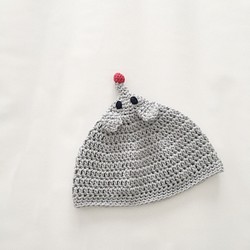 S・ねずみのとんがり帽子(グレー・コットン製) 1枚目の画像