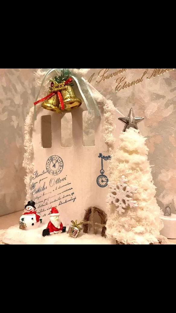 ホワイトクリスマス☆LEDキャンドルオブジェ 1枚目の画像